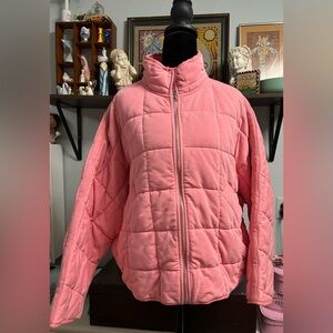 Chic Pink Quilted Bomber Jacket